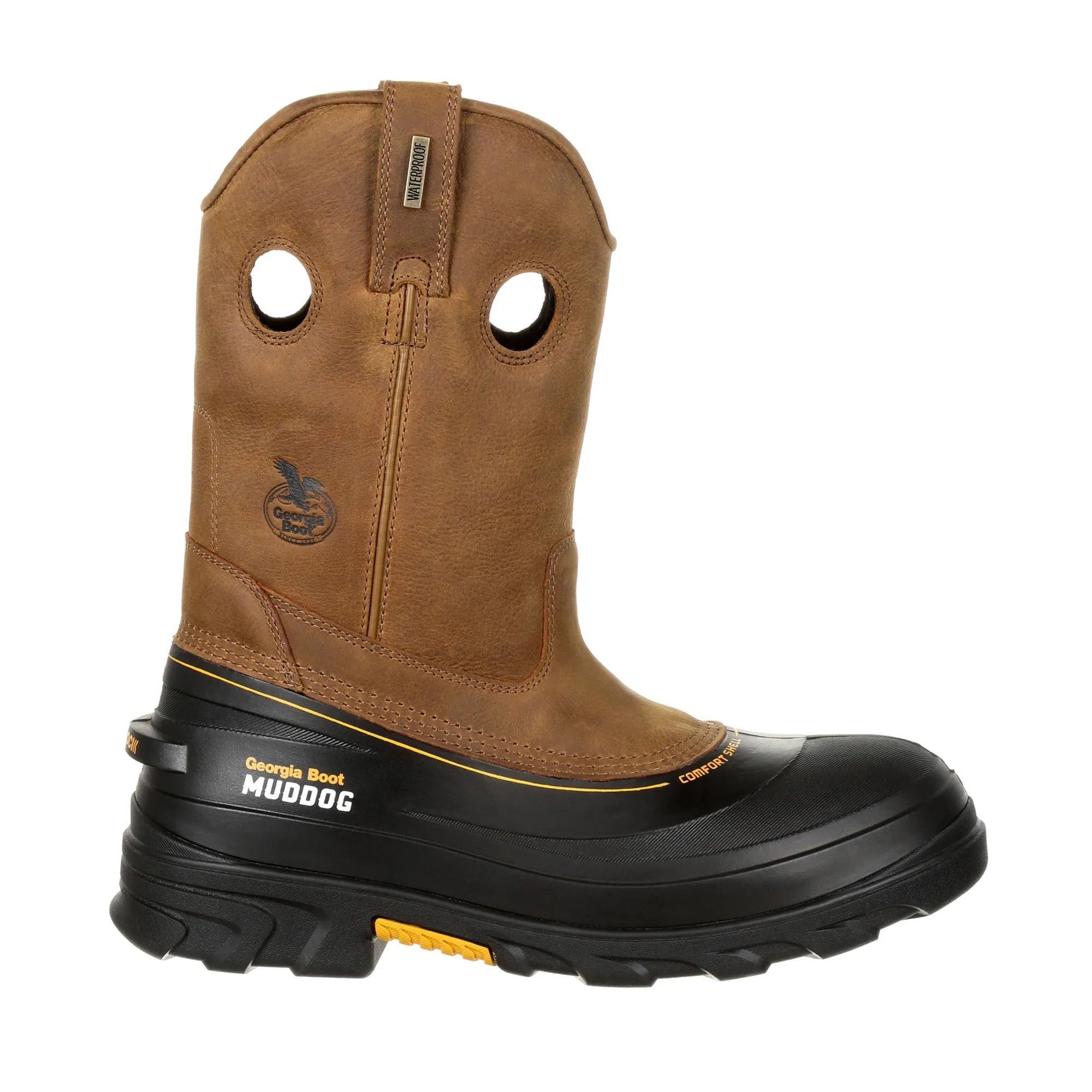 Georgia Mens Barracuda Gold Leather Muddog CT WP Work Boots