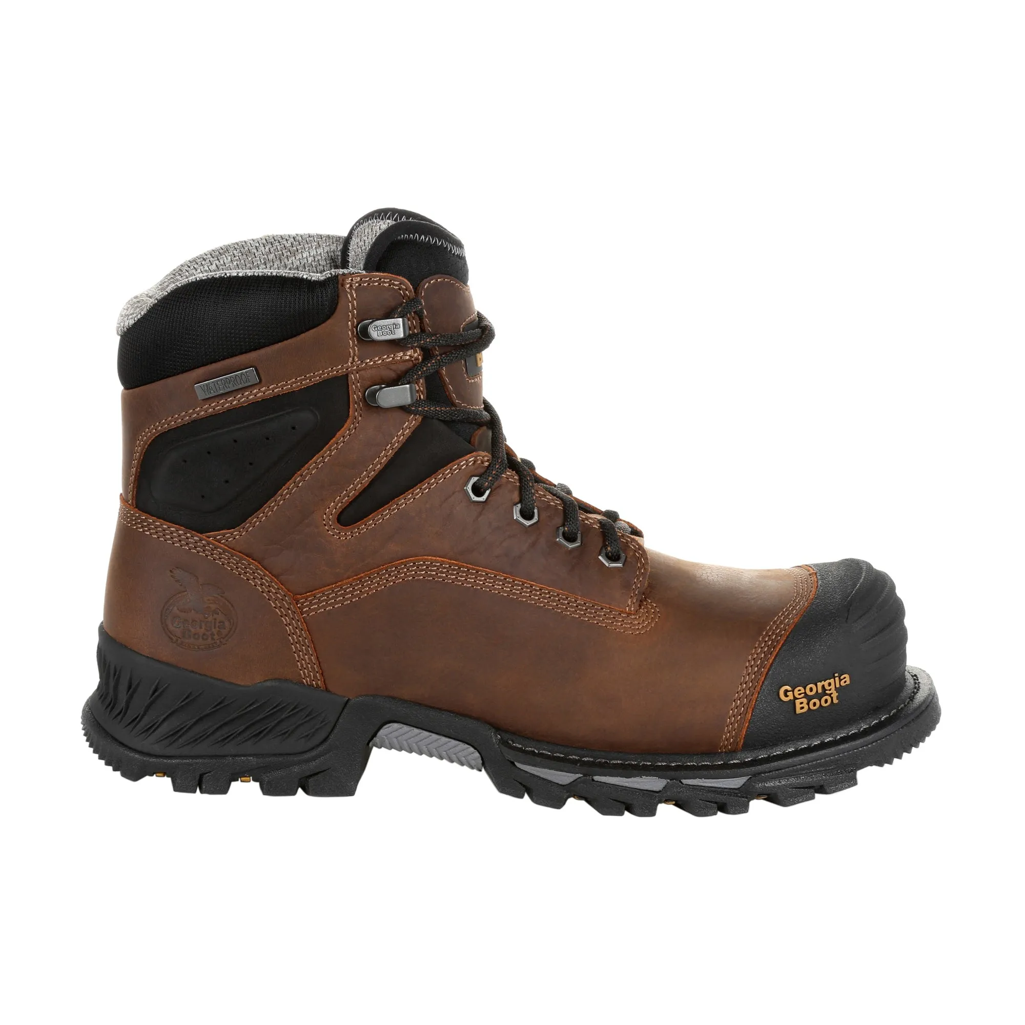 Georgia Mens Black/Brown Leather Rumbler CT WP Work Boots