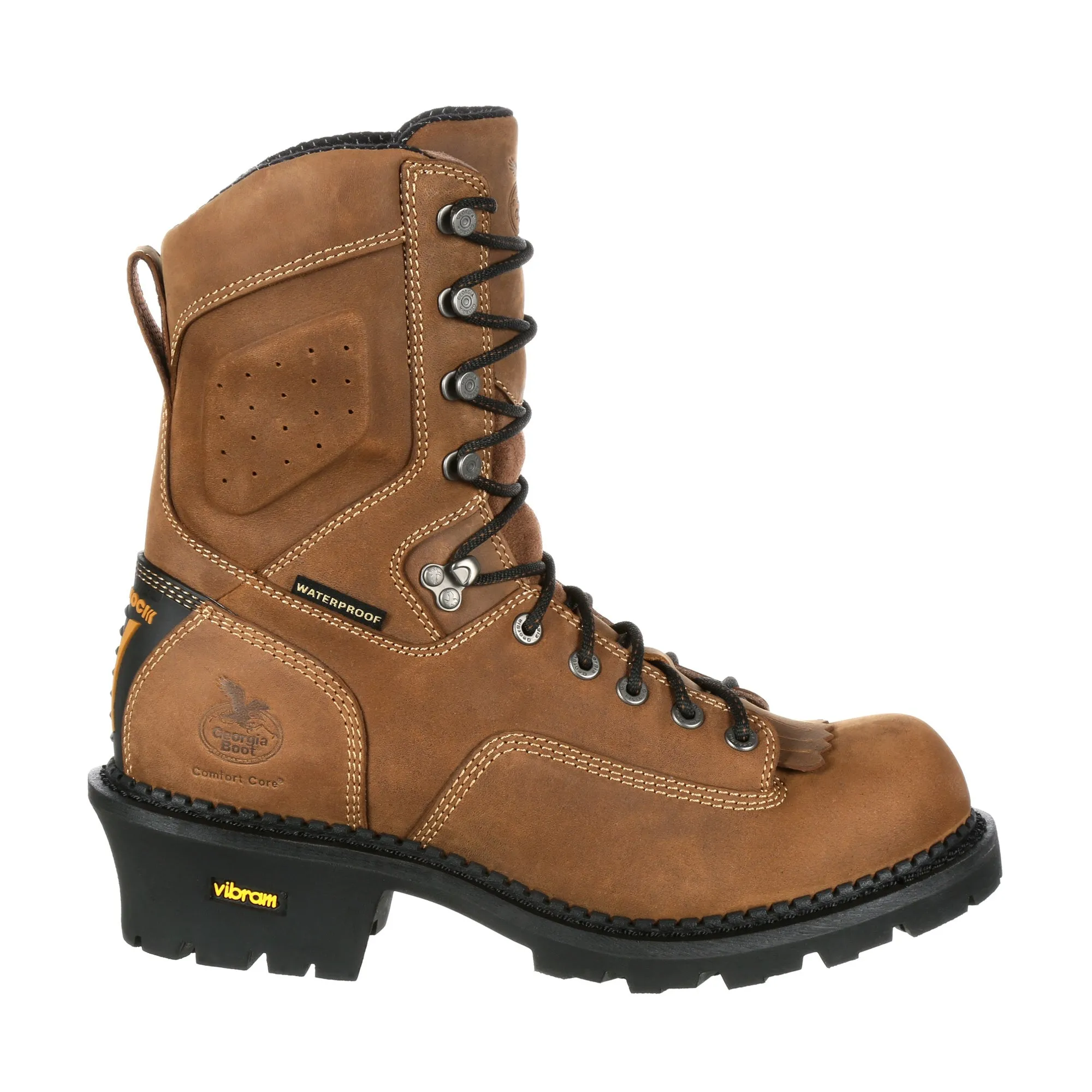 Georgia Mens Brown Leather Core WP Logger Boots