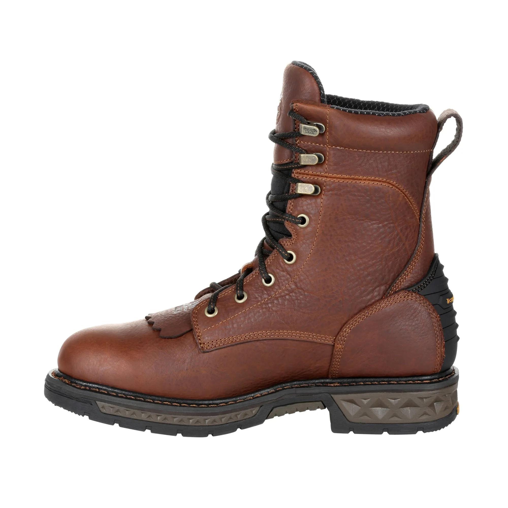 Georgia Mens Brown Leather LT WP Lacer Work Boots