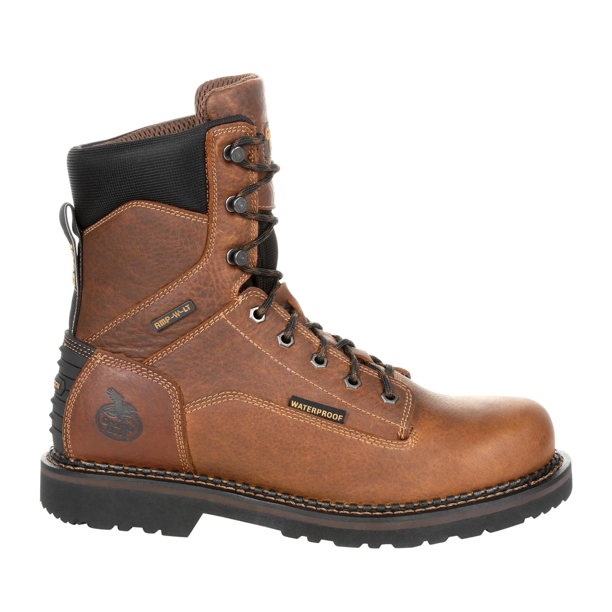 Georgia Mens Brown Leather Revamp WP 8in Work Boots