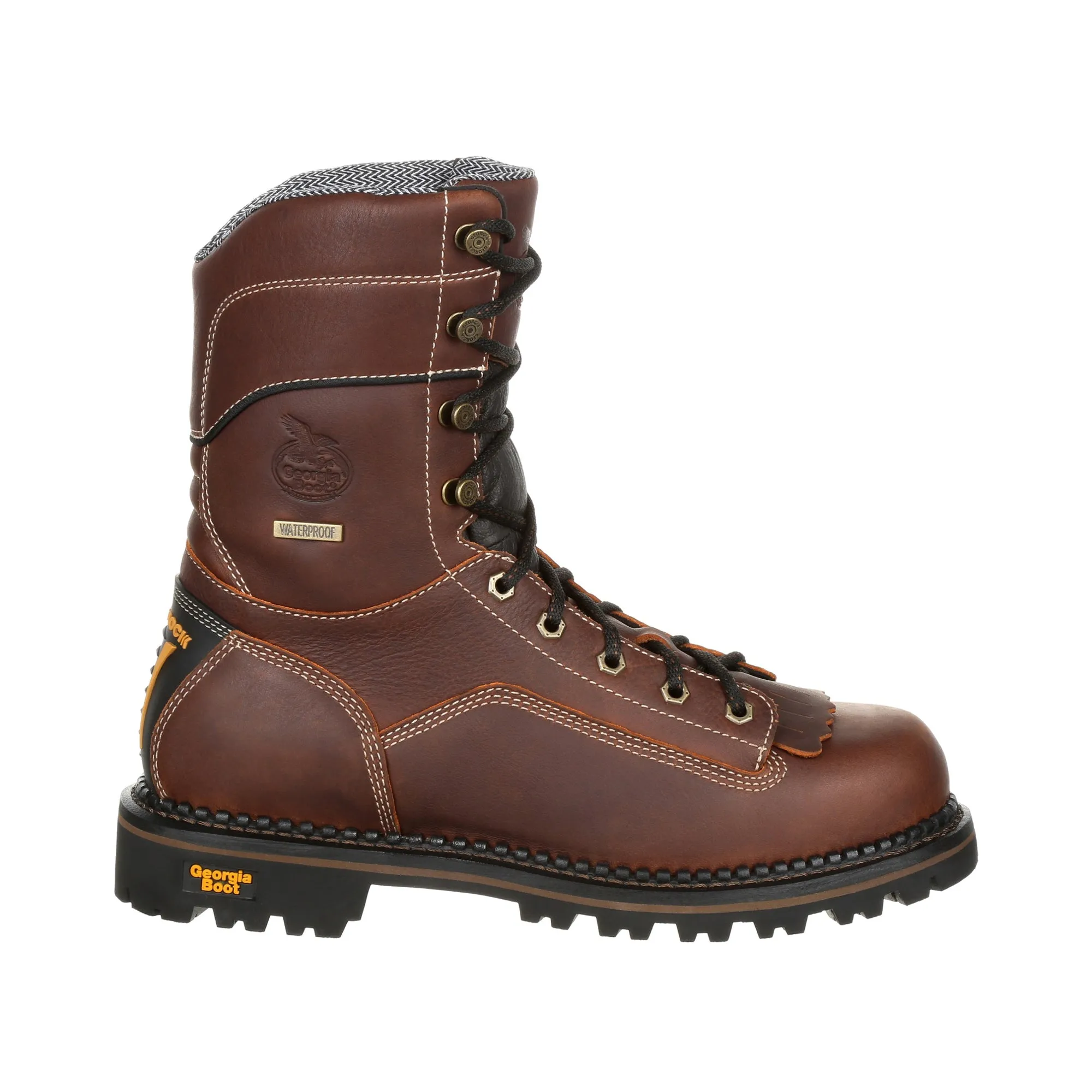 Georgia Mens Brown Leather SPR WP AMP CT Low Logger Boots