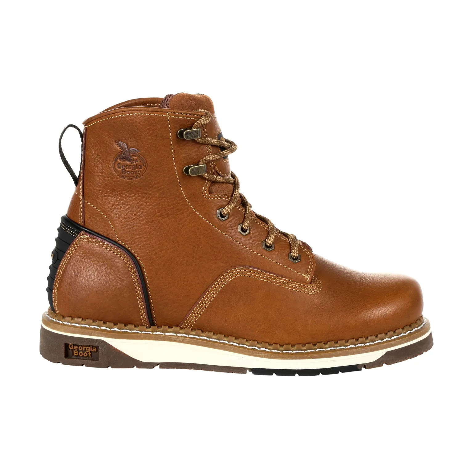 Georgia Mens Tan Leather Amp LT Wedge Work Boots