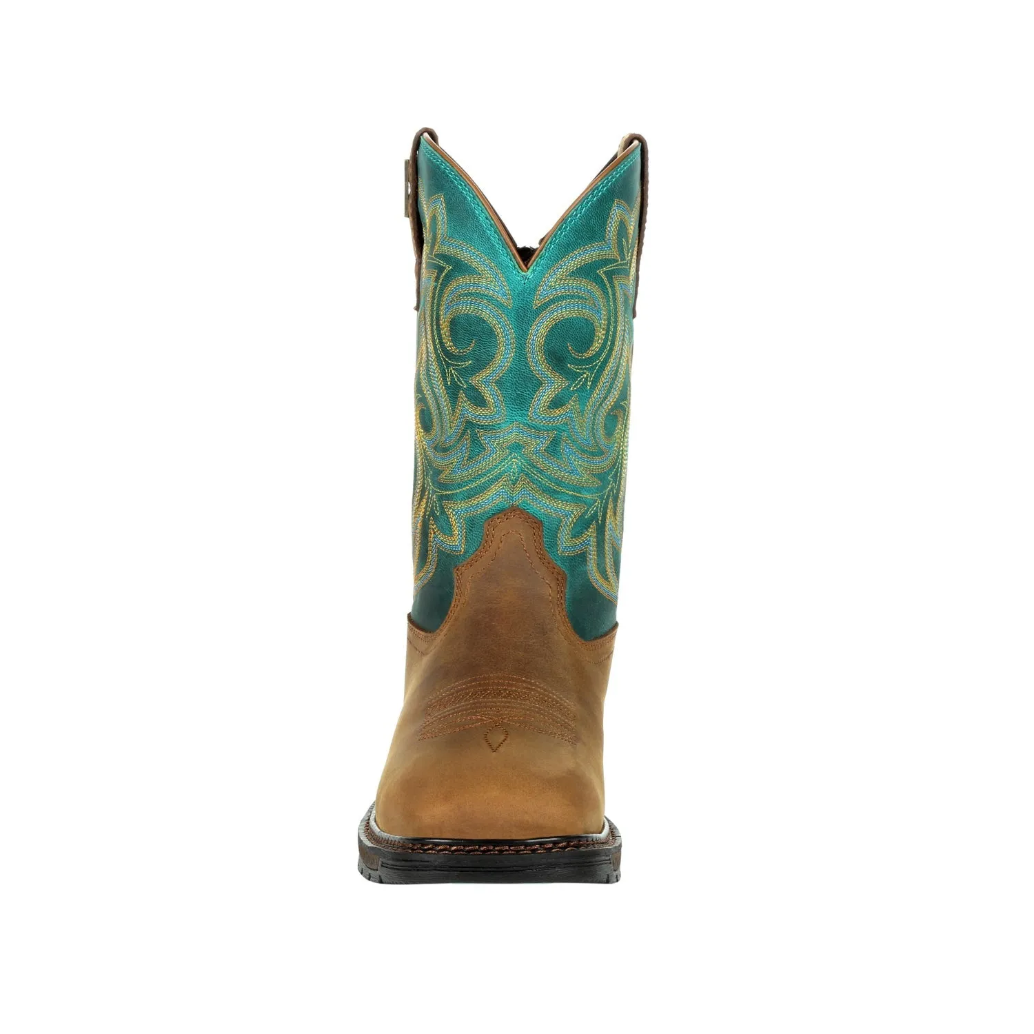 Georgia Womens Brown/Green Leather Carbo-Tec ST WP Cowboy Boots