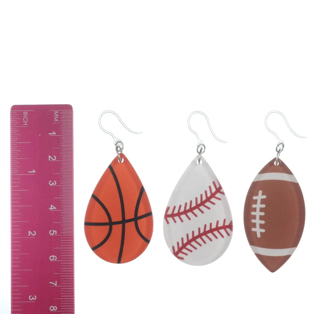 Glassy Sports Drop Dangles Hypoallergenic Earrings for Sensitive Ears Made with Plastic Posts