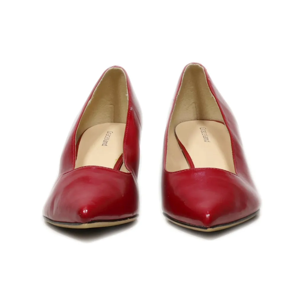 Graceland Mid-Heel Shoes Leather Red Colour For Women