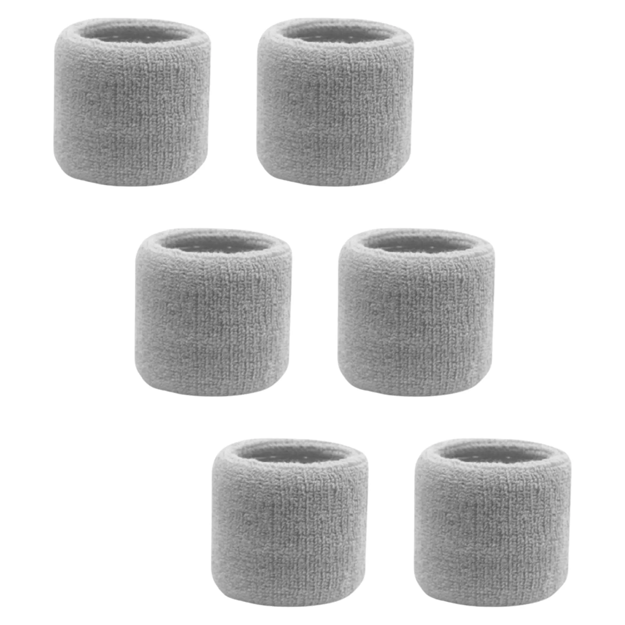 Gray Wrist Sweatbands - 6 Pack