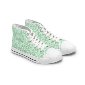 Green Wave Pattern Women's High Top Sneakers