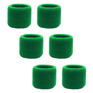 Green Wrist Sweatbands - 6 Pack