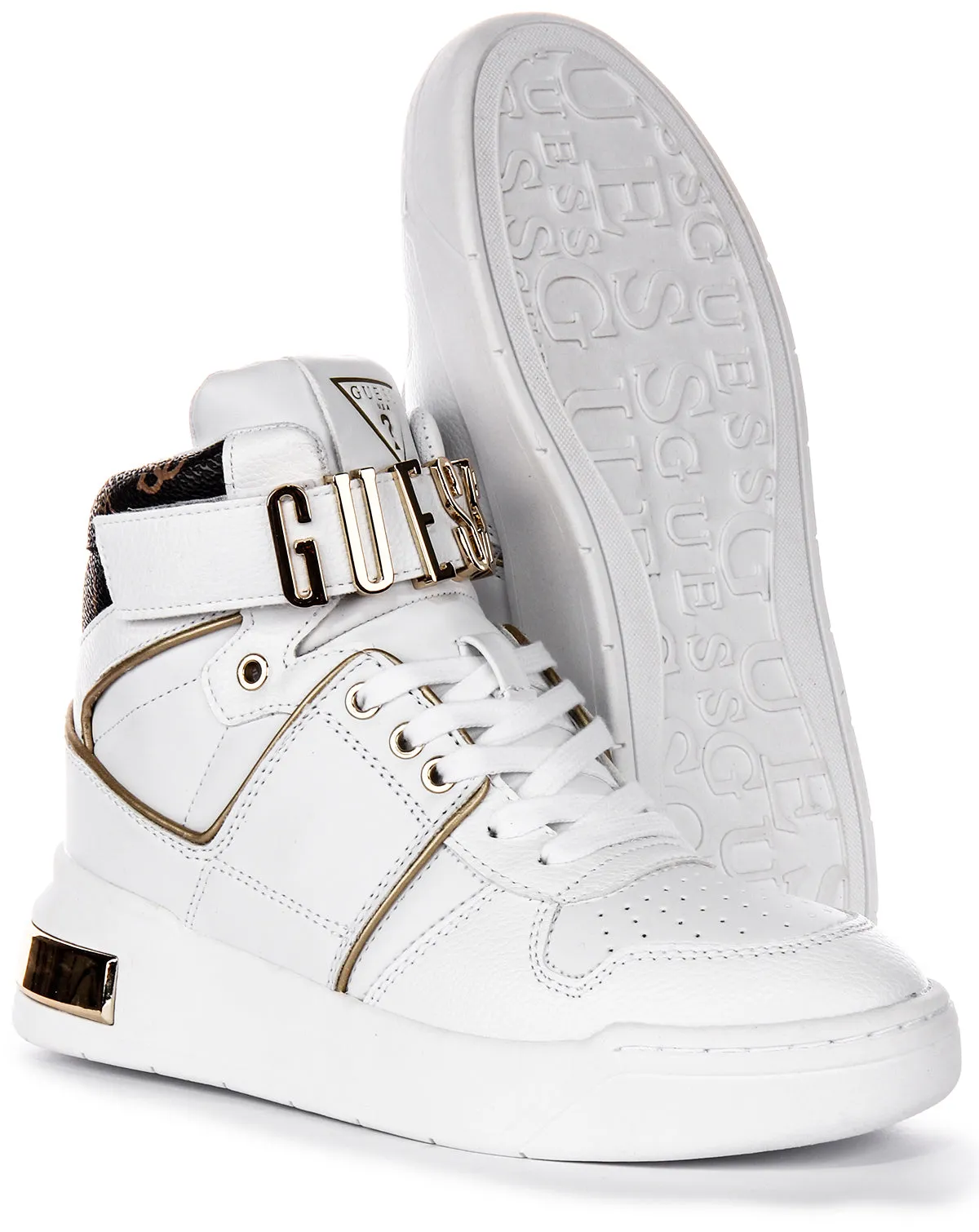 Guess Corten Hi In White Gold For Women