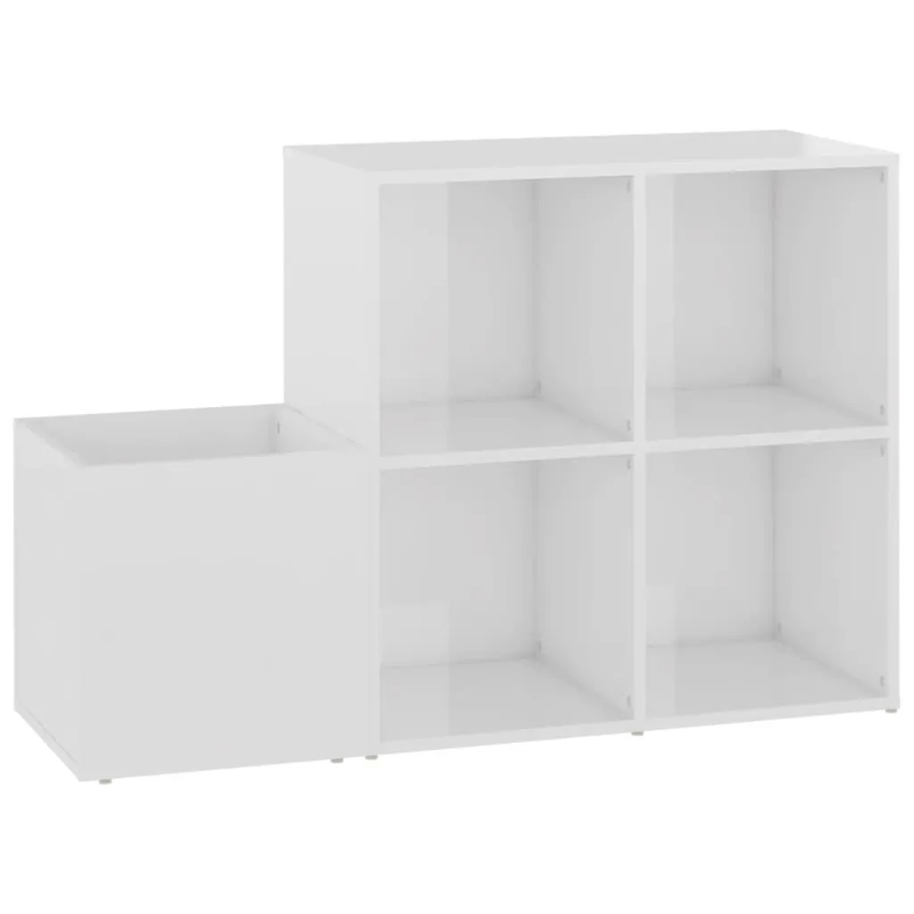 Hall Shoe Cabinet High Gloss White 105x35.5x70 cm Chipboard