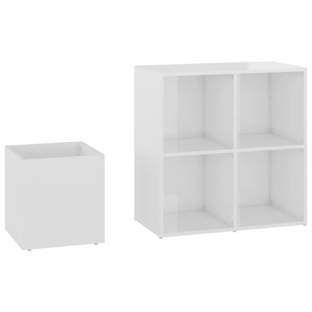 Hall Shoe Cabinet High Gloss White 105x35.5x70 cm Chipboard