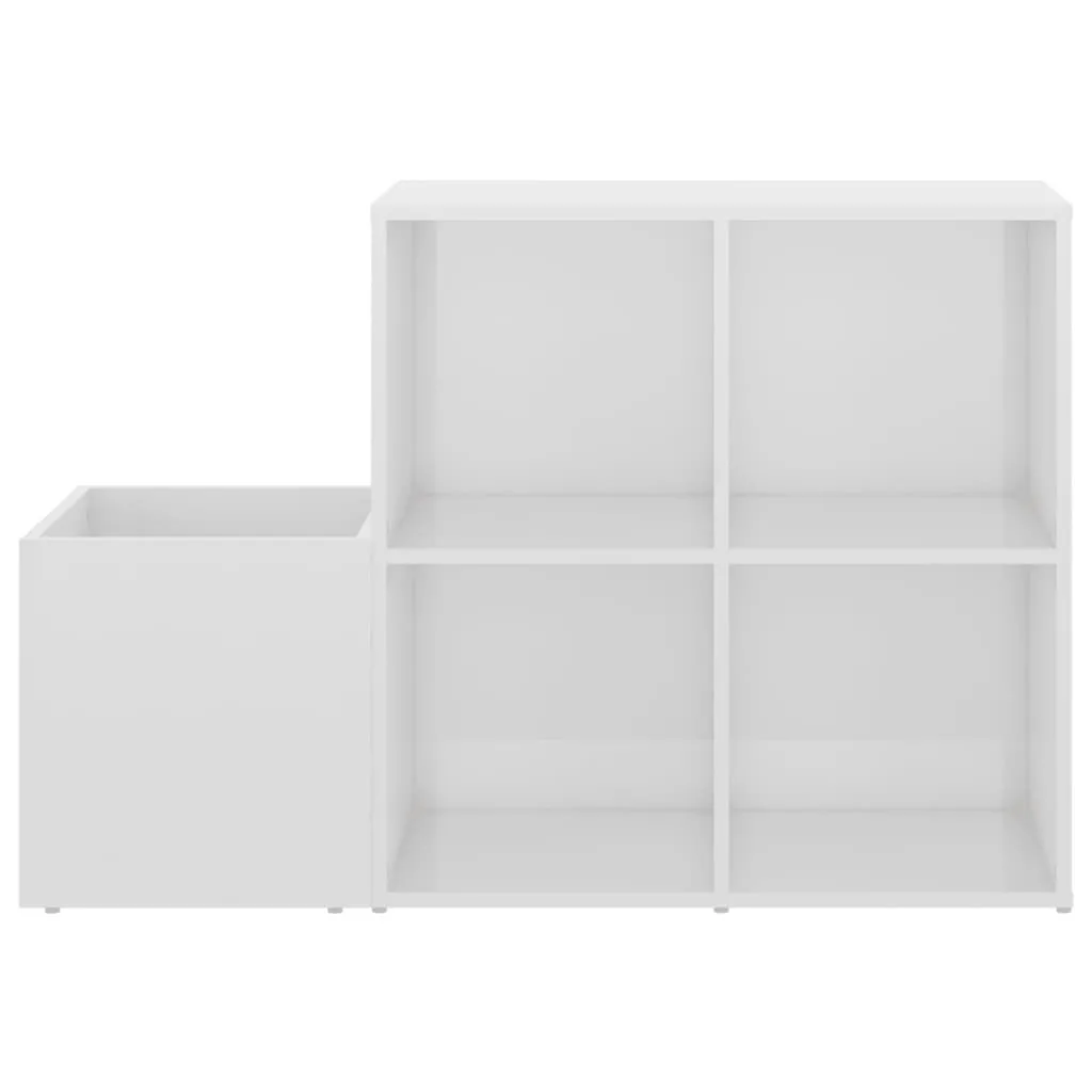 Hall Shoe Cabinet High Gloss White 105x35.5x70 cm Chipboard