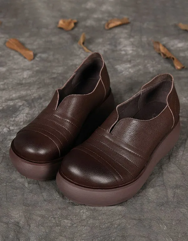 Handmade Round Head Retro Platform Shoes