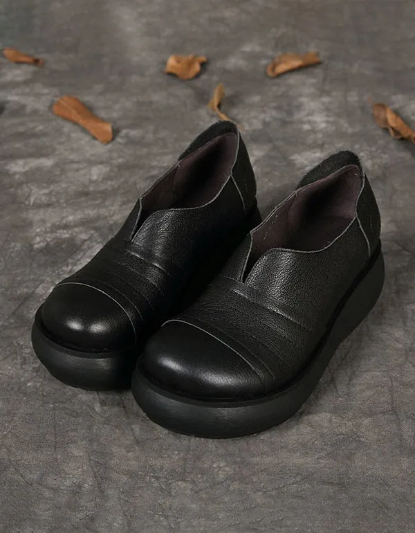 Handmade Round Head Retro Platform Shoes