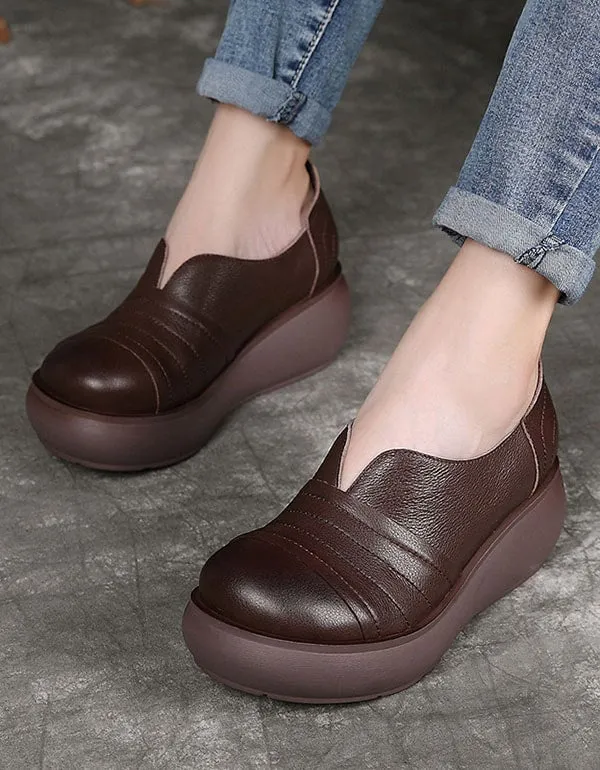 Handmade Round Head Retro Platform Shoes