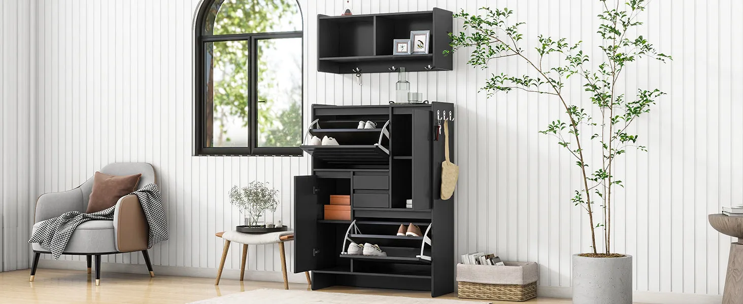 Haru Multi-Functional Shoe Cabinet - Black