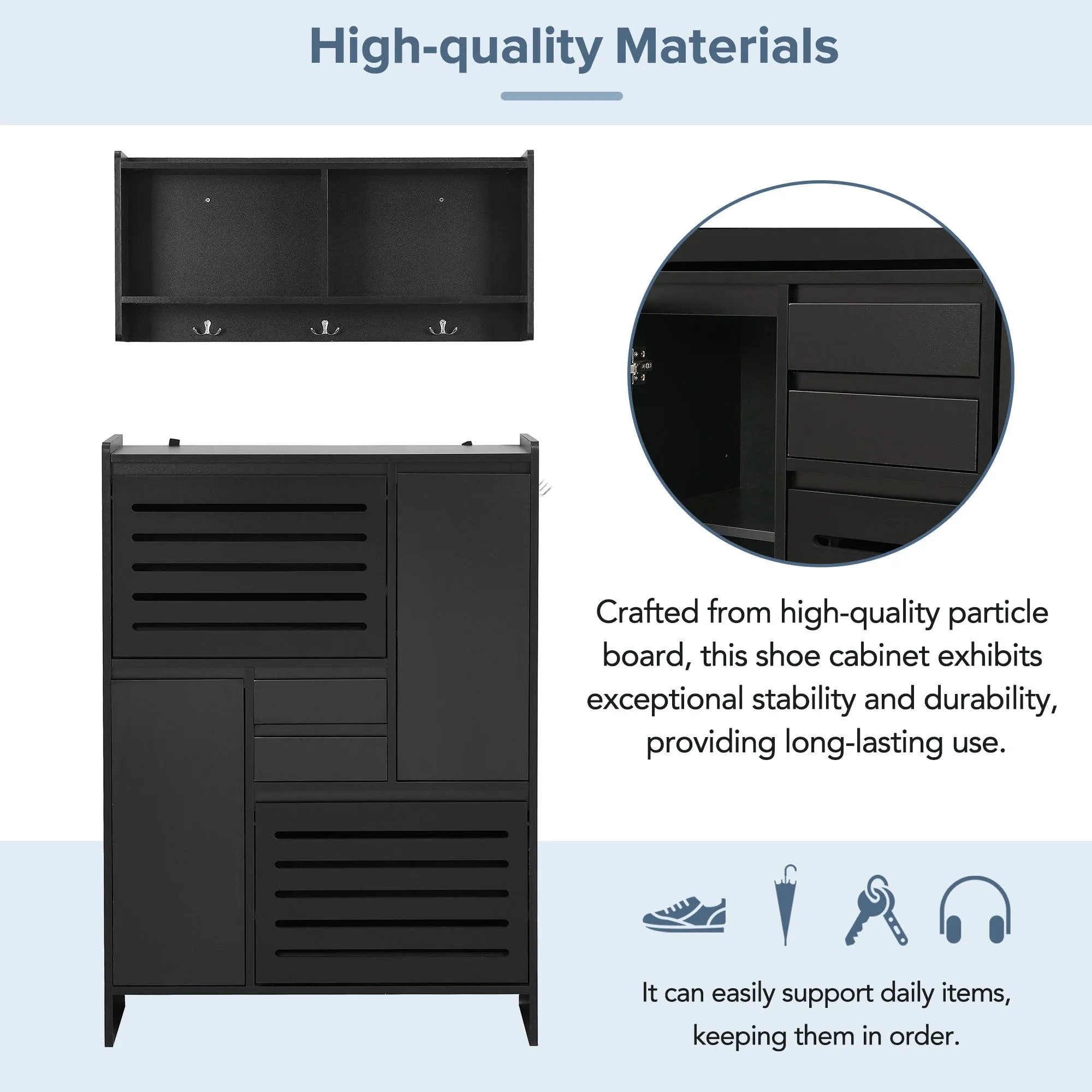 Haru Multi-Functional Shoe Cabinet - Black