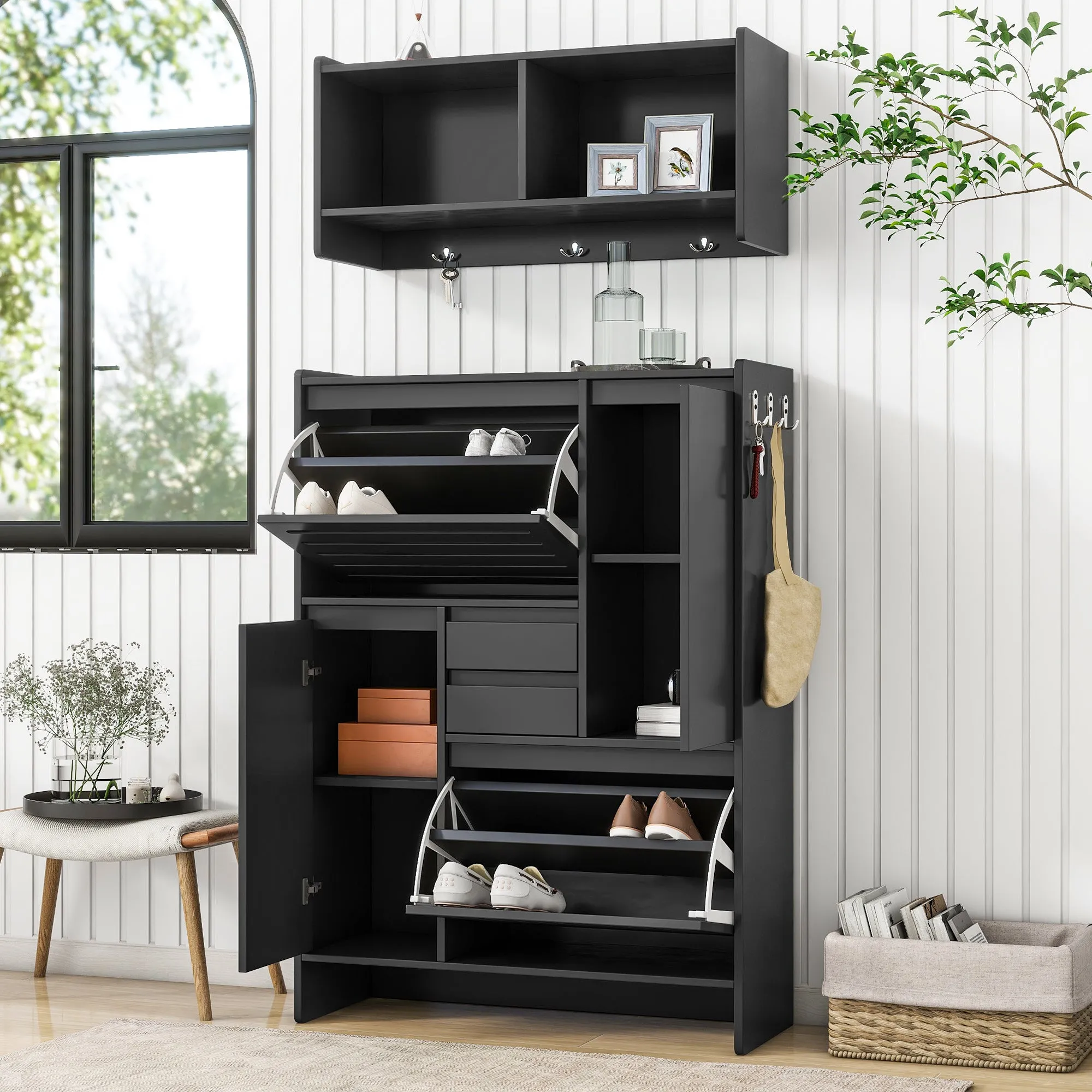 Haru Multi-Functional Shoe Cabinet - Black