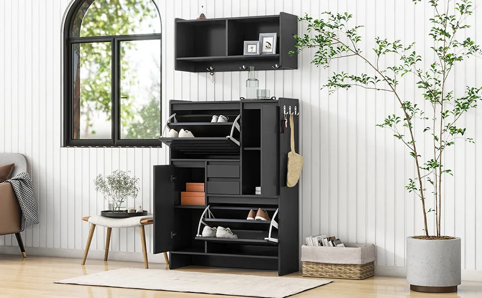 Haru Multi-Functional Shoe Cabinet - Black