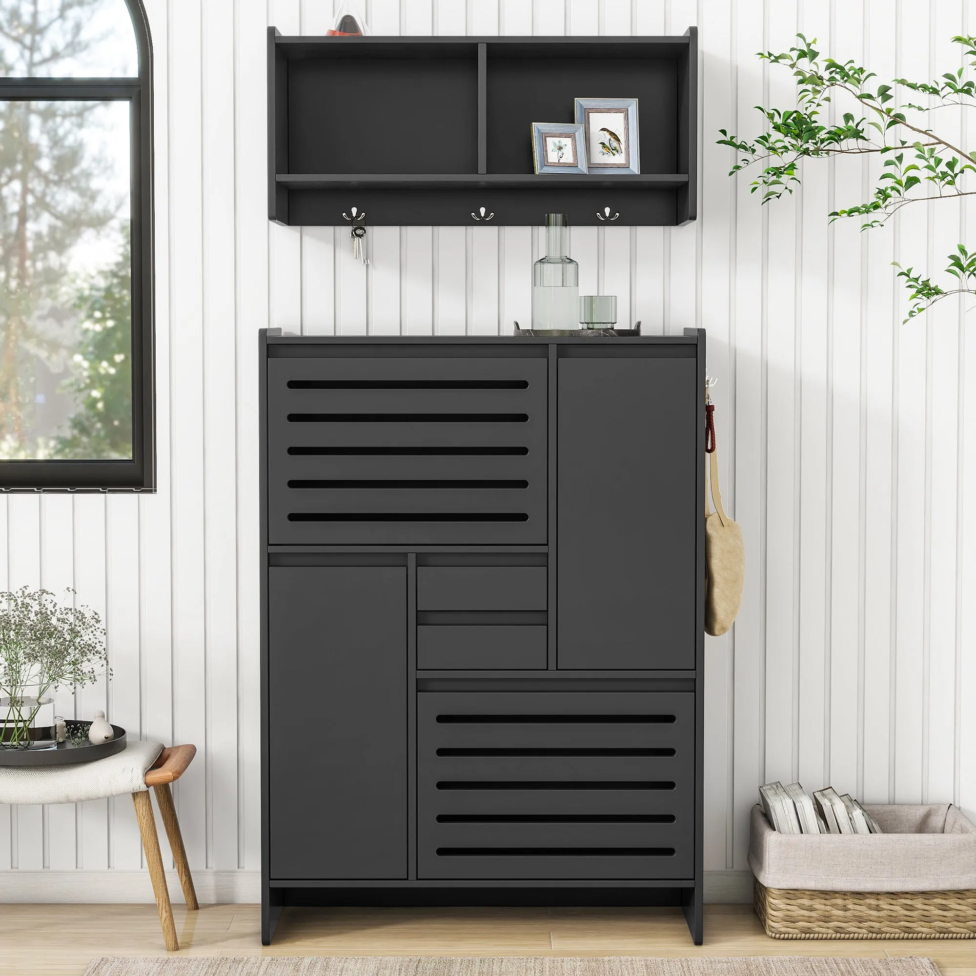 Haru Multi-Functional Shoe Cabinet - Black