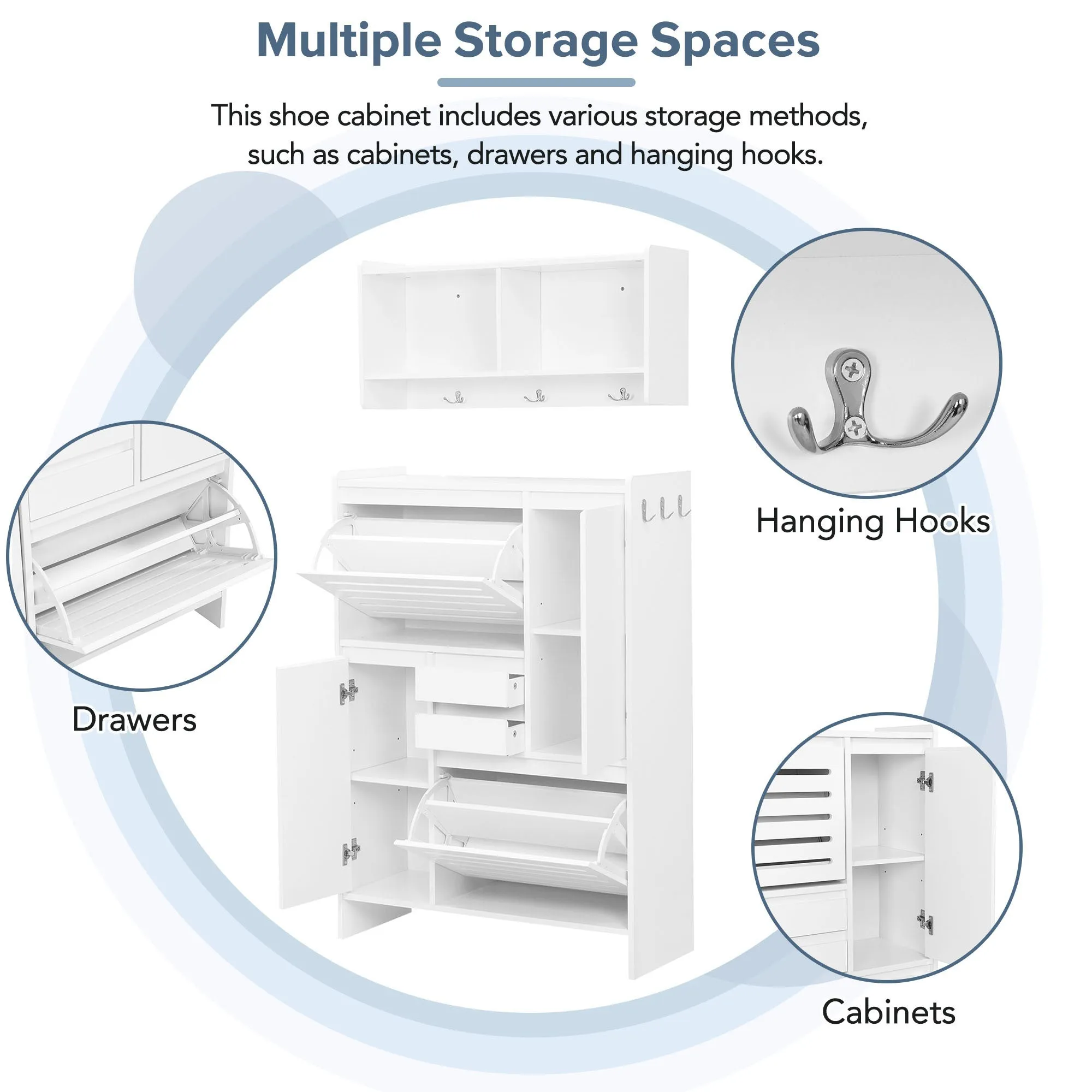 Haru Multi-Functional Shoe Cabinet - White