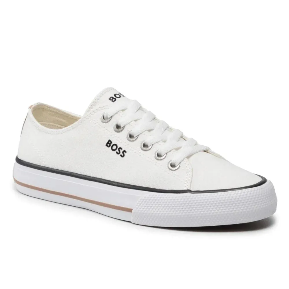 HUGO BOSS Aiden TENN LTB Canvas Trainers Women 50471362-OFFWHT