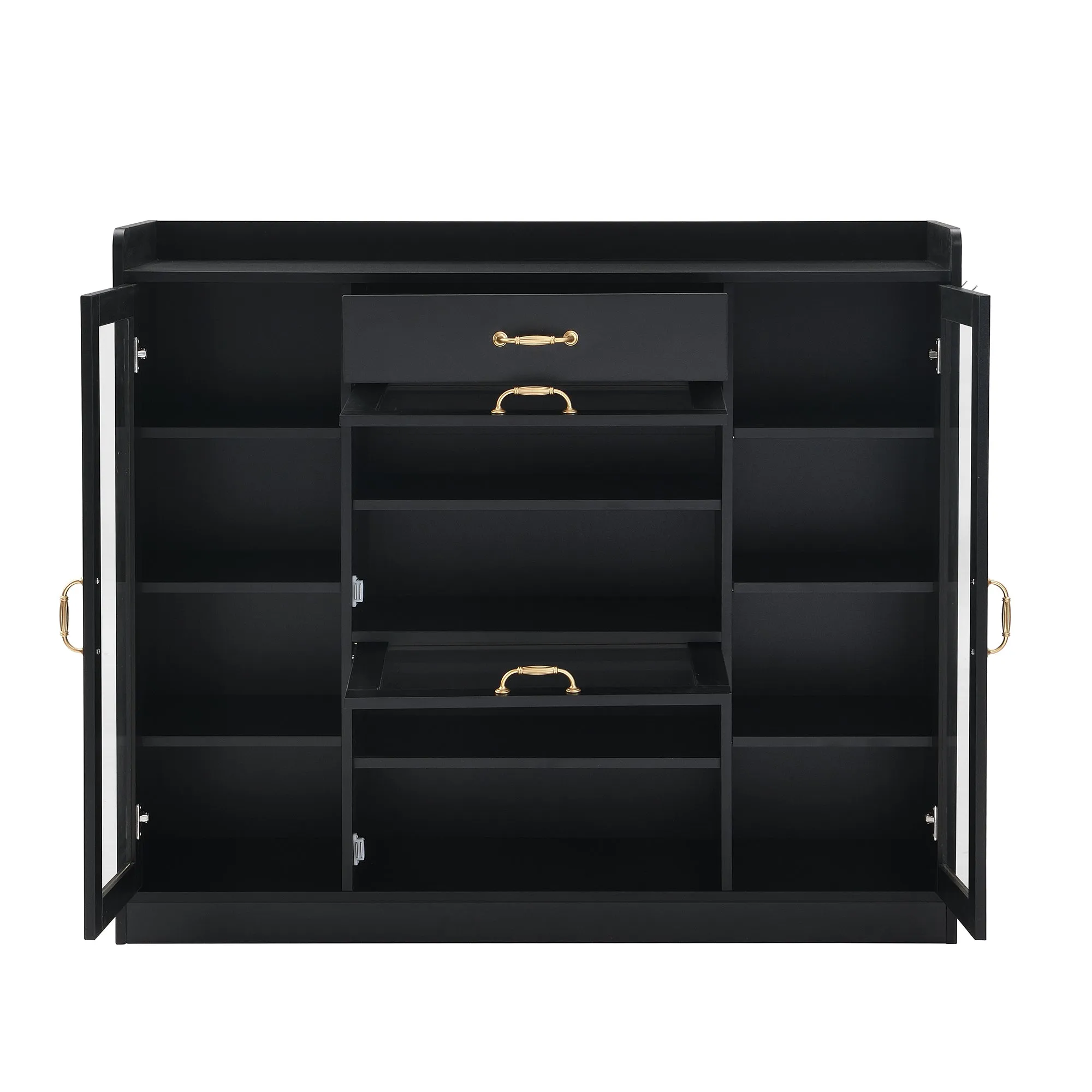 Karo Side Cabinet with 4 Glass Doors - Black