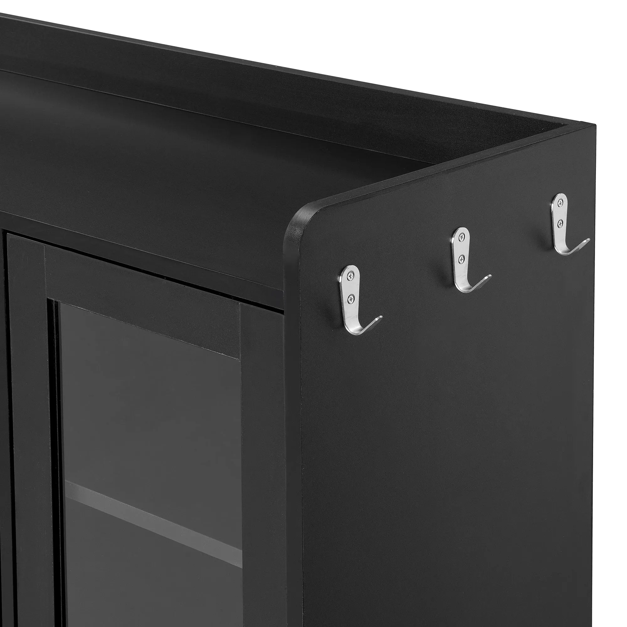 Karo Side Cabinet with 4 Glass Doors - Black