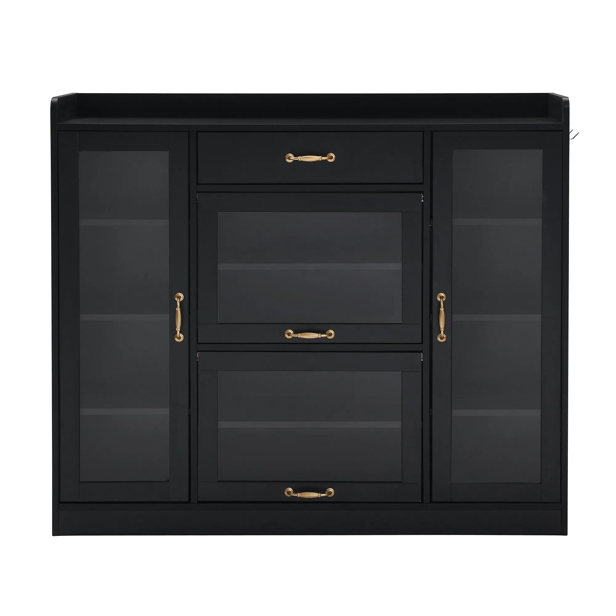 Karo Side Cabinet with 4 Glass Doors - Black