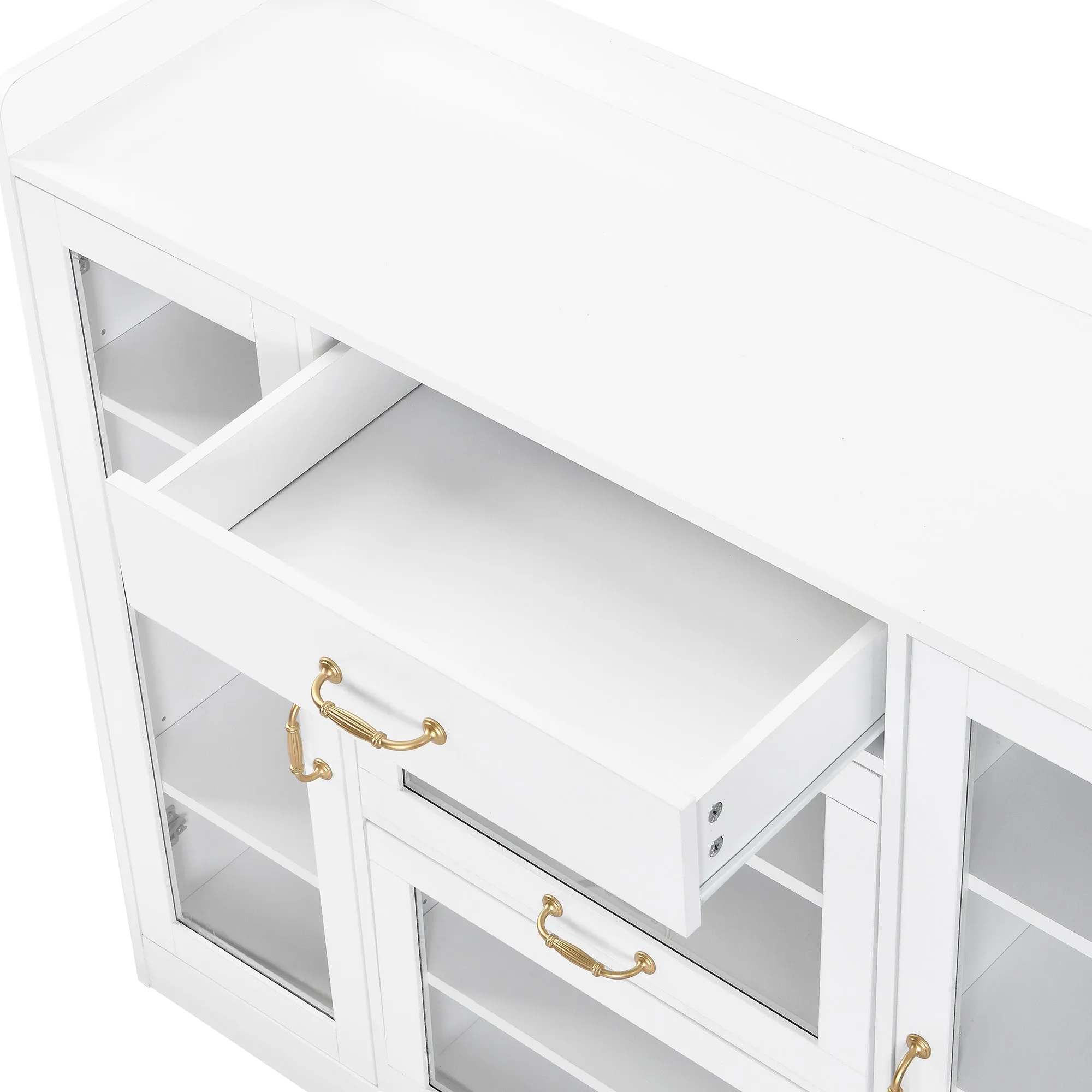 Karo Side Cabinet with 4 Glass Doors - White