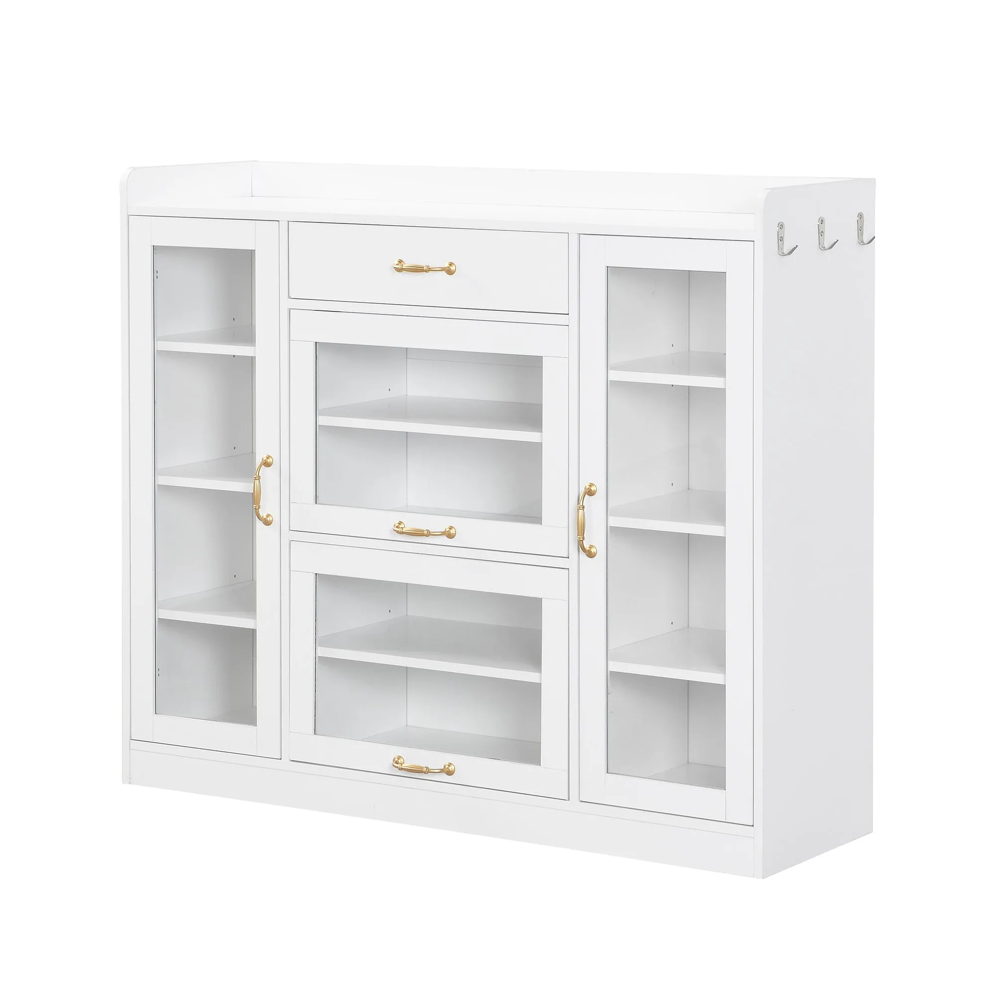 Karo Side Cabinet with 4 Glass Doors - White