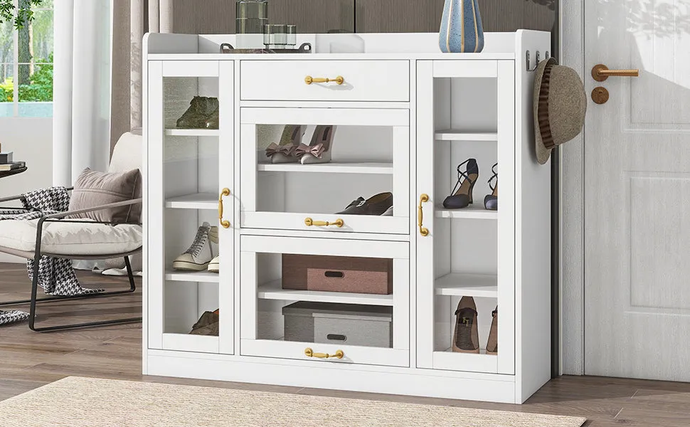 Karo Side Cabinet with 4 Glass Doors - White