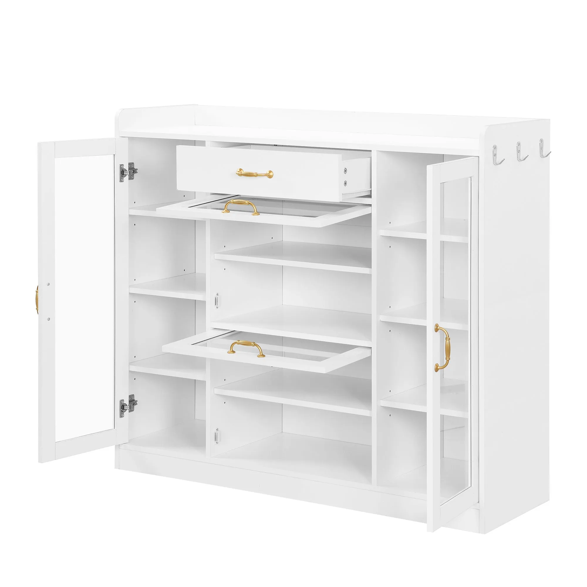 Karo Side Cabinet with 4 Glass Doors - White