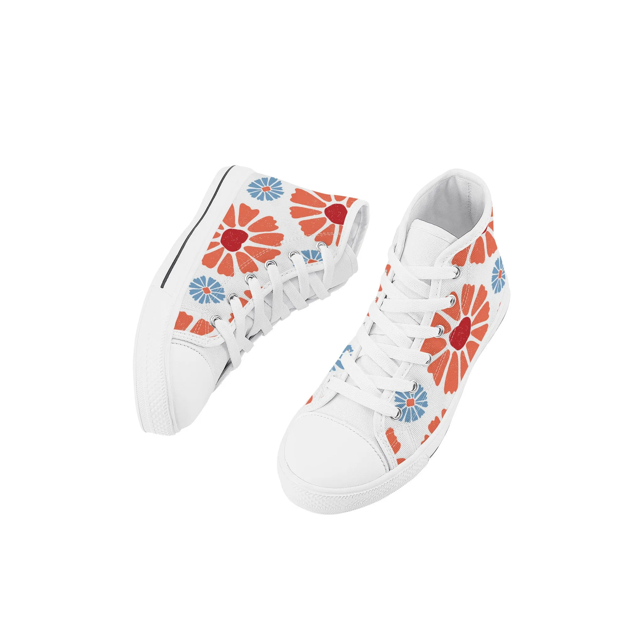 Kids High Top Sneakers - Floral