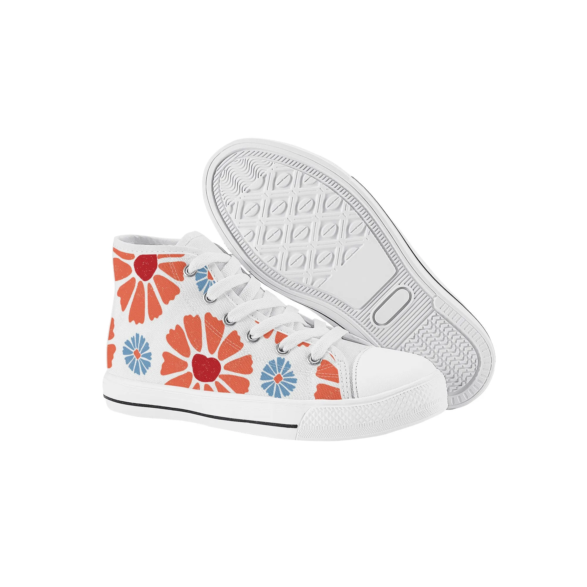 Kids High Top Sneakers - Floral