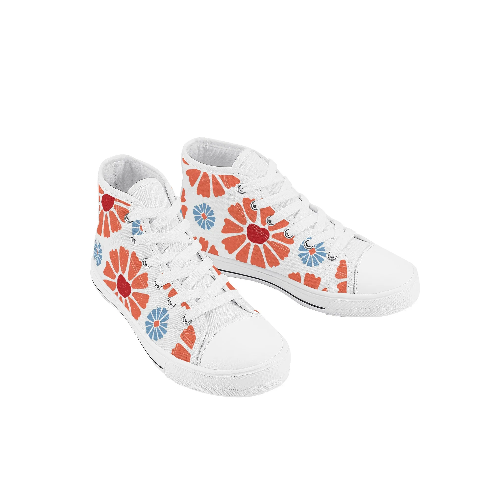 Kids High Top Sneakers - Floral