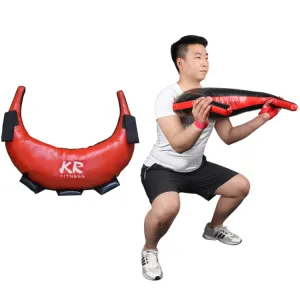 KR Fitness Training Sandbag Weight-Bearing Exercise Equipment Croissant without Filler(Red Leather   Black Belt)