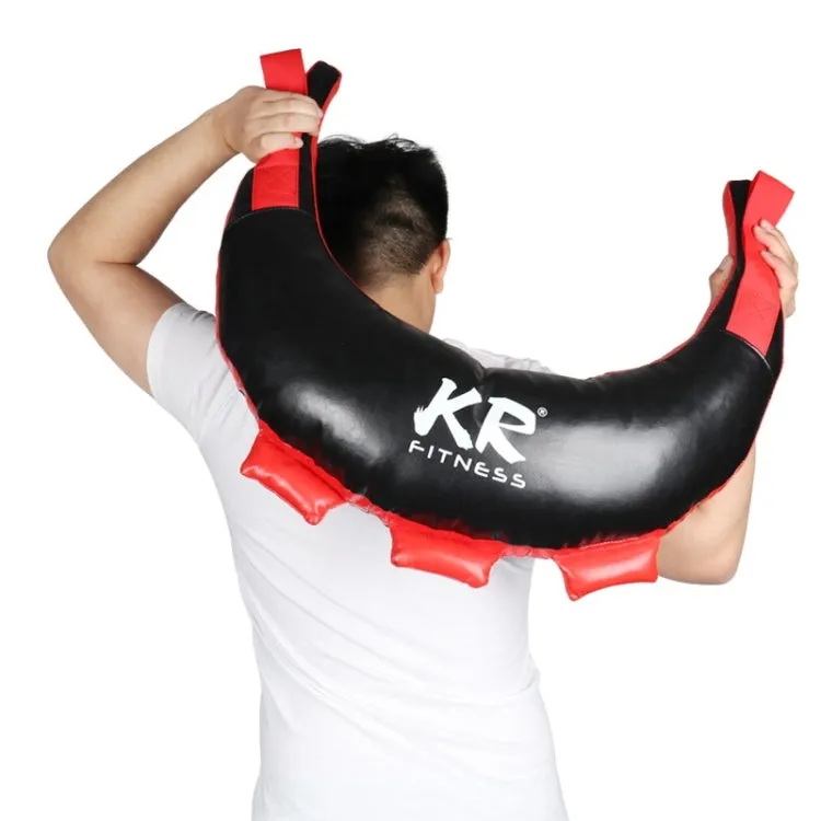 KR Fitness Training Sandbag Weight-Bearing Exercise Equipment Croissant without Filler(Red Leather   Black Belt)