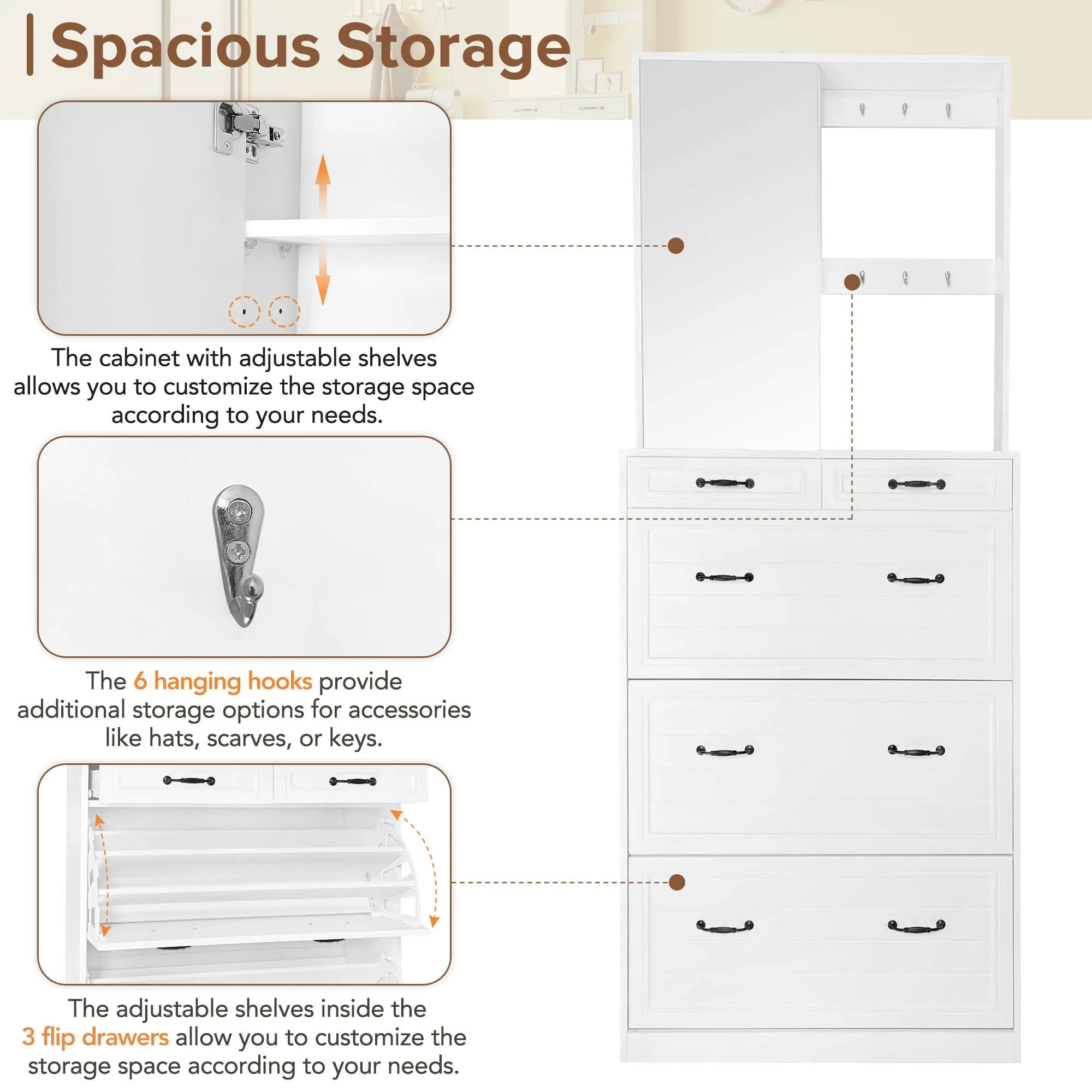 Macer Multi-functional Shoe Cabinet - White