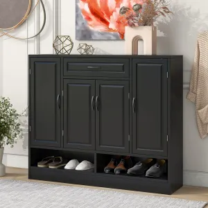 Mali Sleek and Modern Shoe Cabinet - Black