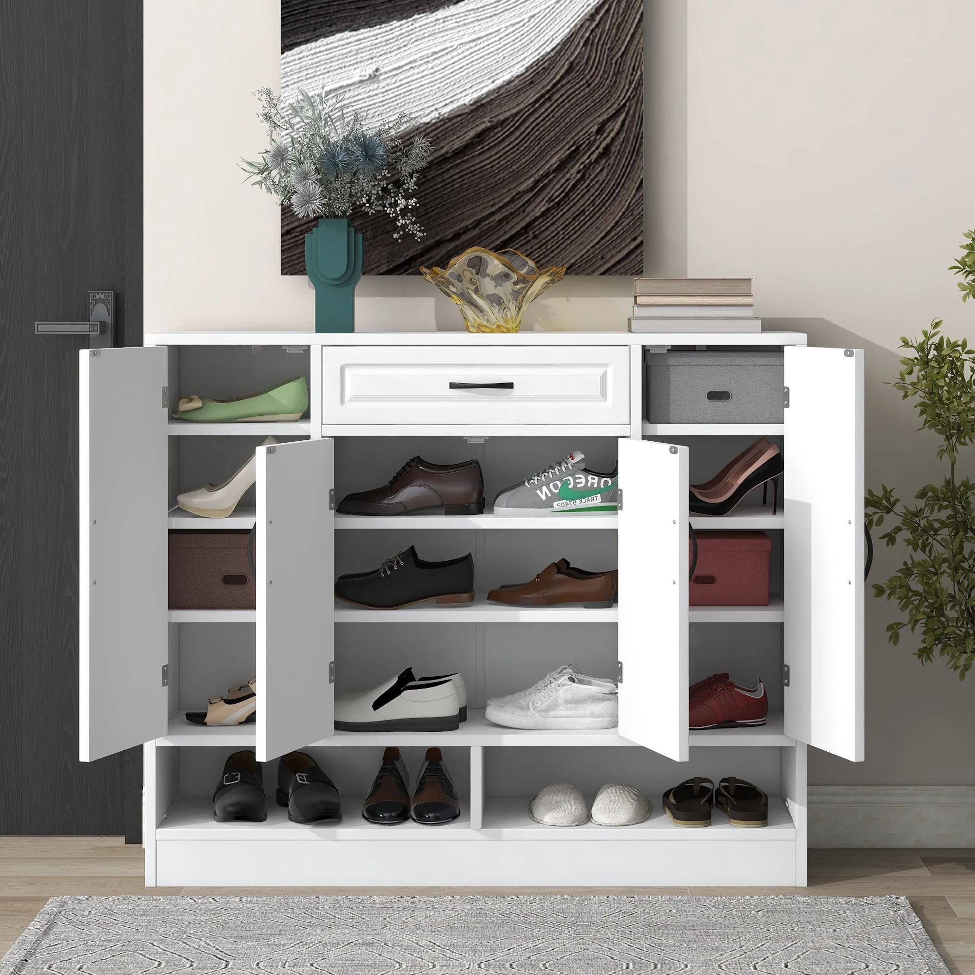 Mali Sleek and Modern Shoe Cabinet - White