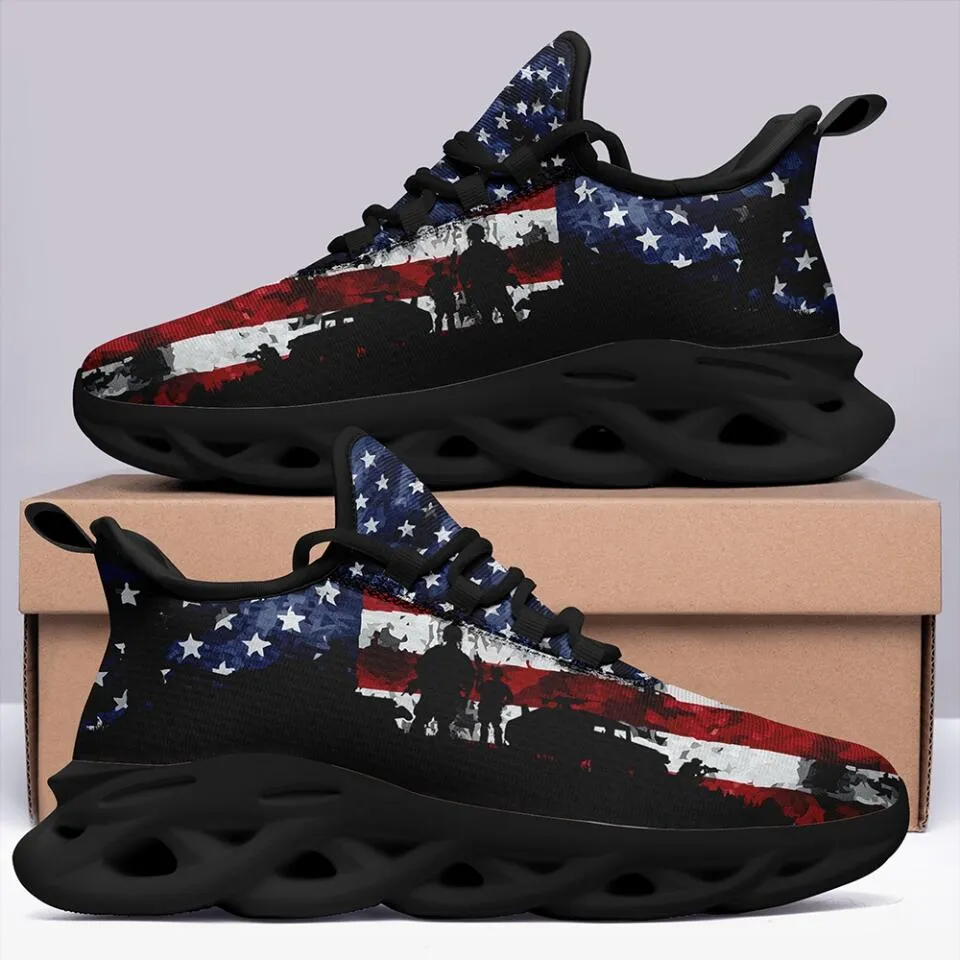 MaxSoul-B03014 Custom Max Soul American Flag, USA Flag Sneakers Max Soul, Shoes, Printed Shoes