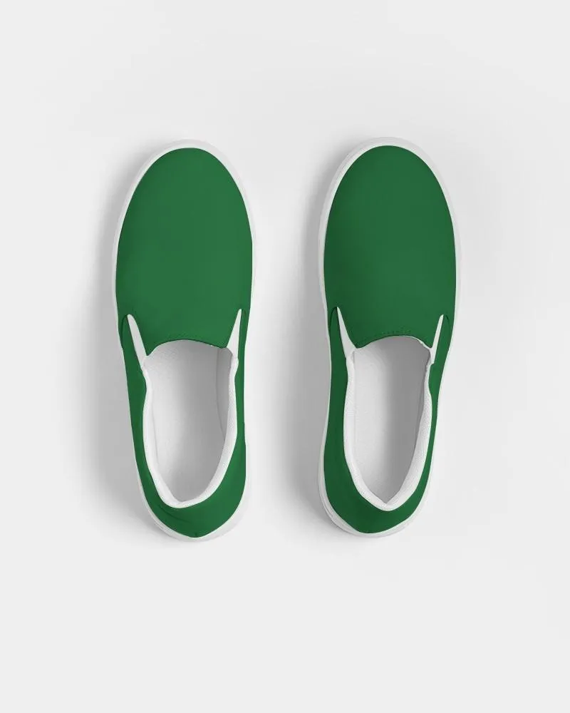 Medium Dark Green Slip-On Canvas Sneakers | Women's | Medium Dark Pure Green | C75M0Y100K60