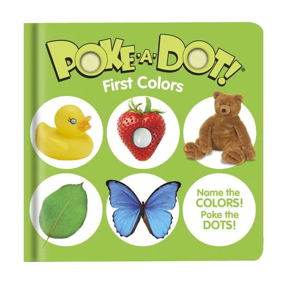 MELISSA & DOUG  Poke A Dot Assorted: 10-page interactive sturdy board book with buttons to press and popon every page Poke the dots while identifying full-color photos of familiar objects and their shapes - 31358