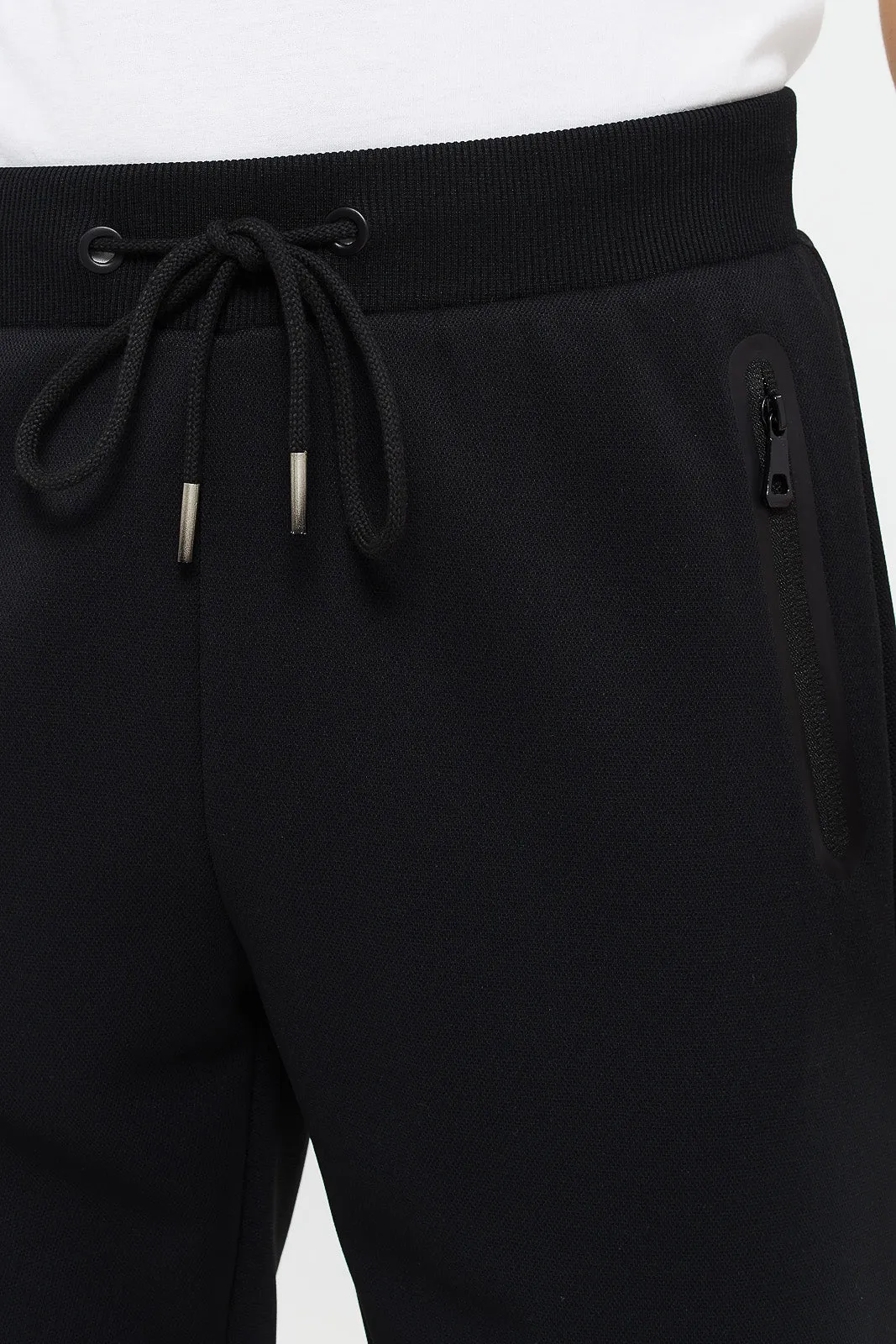 Men Black Athletic Jogger With Zip Pockets