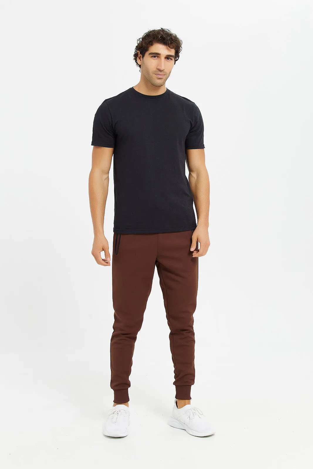 Men Brown Athletic Jogger With Zip Pockets