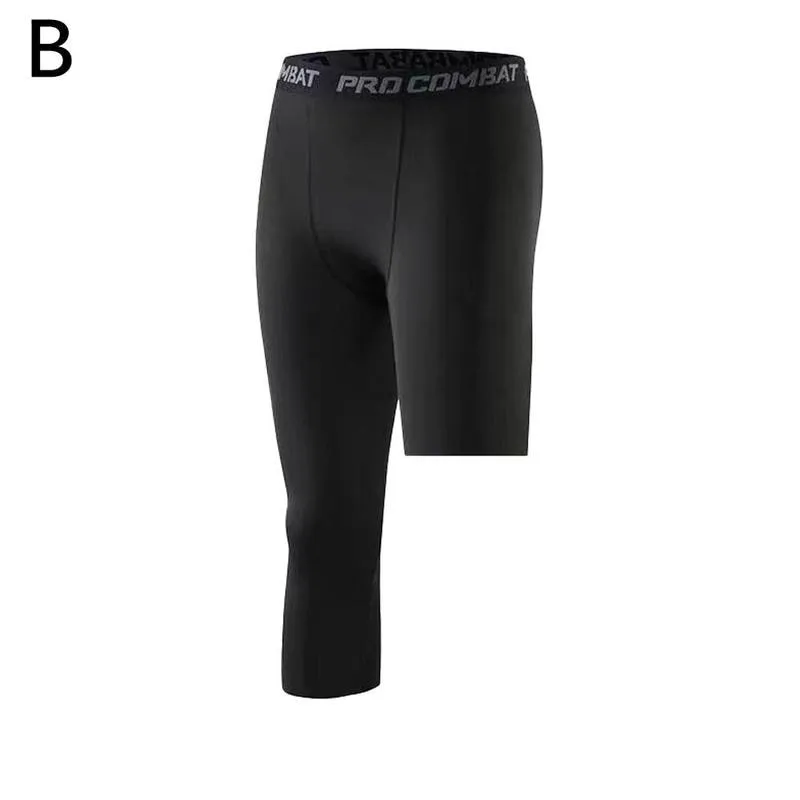 Men One Leg Compression Tights Pants Stretch for Athletic