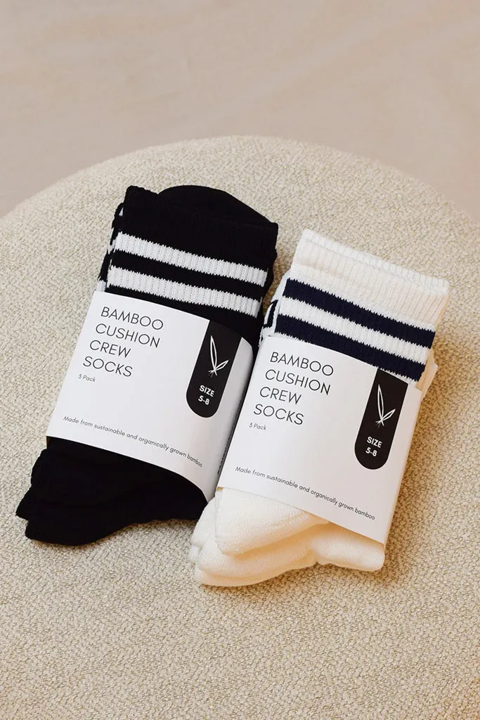 Men's Bamboo Cushion Crew Socks 3 Pack - Black