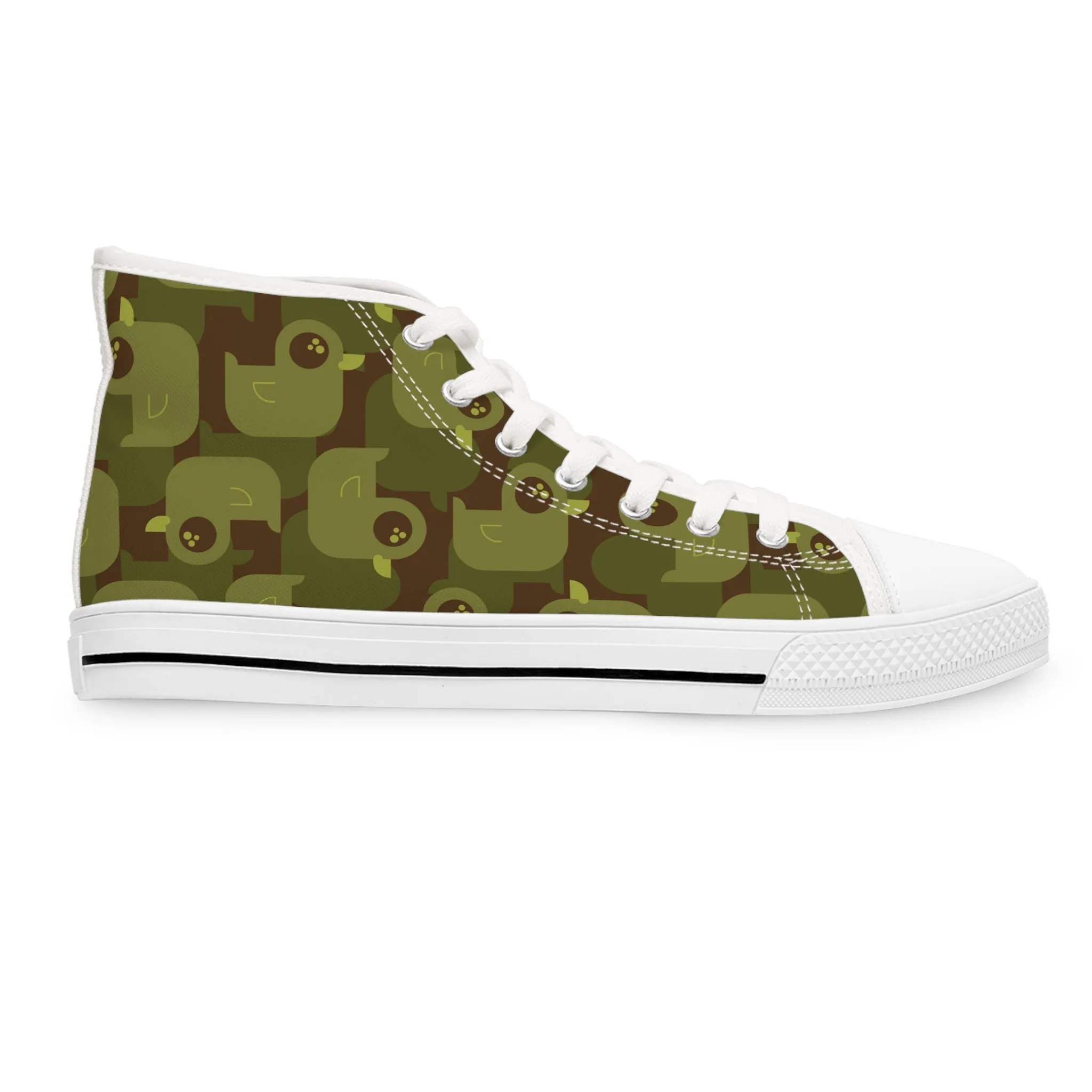 Military Green Rubber Duck Women's High Top Sneakers